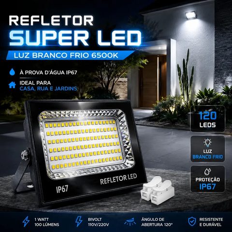 Kit 2 Refletores LED 400W IP67 (holofote bivolt, prova d'água) (foto do anúncio oficial)